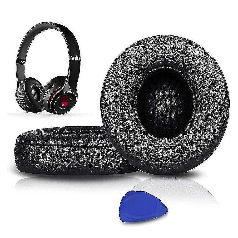 Para Beats Solo 2 Solo 3 Fones de ouvido sem fio Almofadas de substituição de almofadas de orelha, almofadas de orelha com couro de proteína macia, espessura adicionada