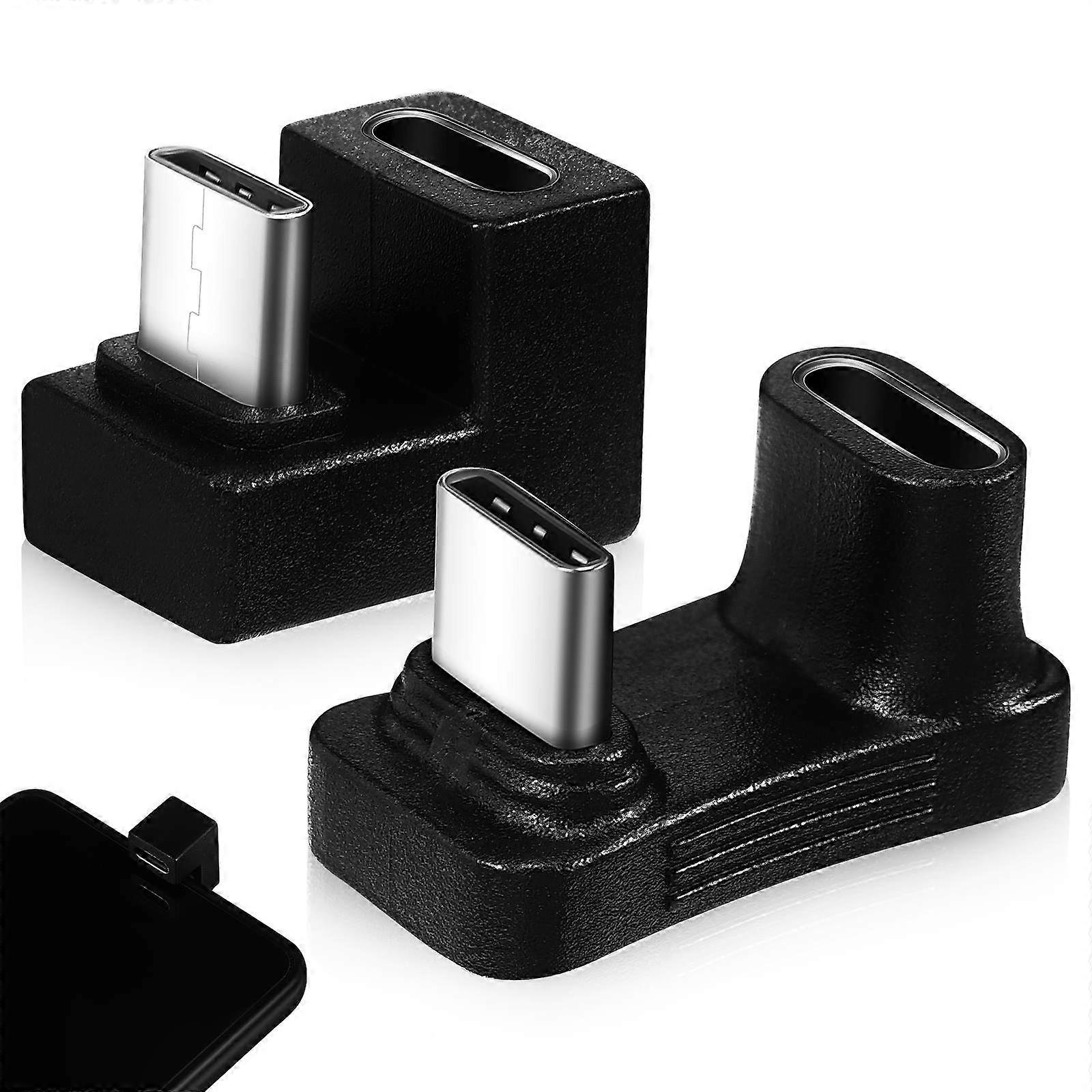 USB Type C Adapter 2Pcs U-Shape Angled Adapter For Tablet Laptop Everyday Use Lightweight Design