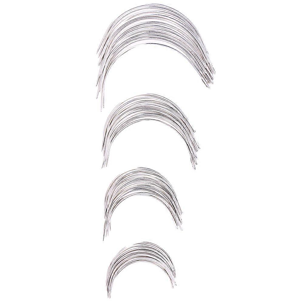 96pcs C type courbé main aiguilles à coudre pour la réparation tissage artisanat utiliser argent métal long œil