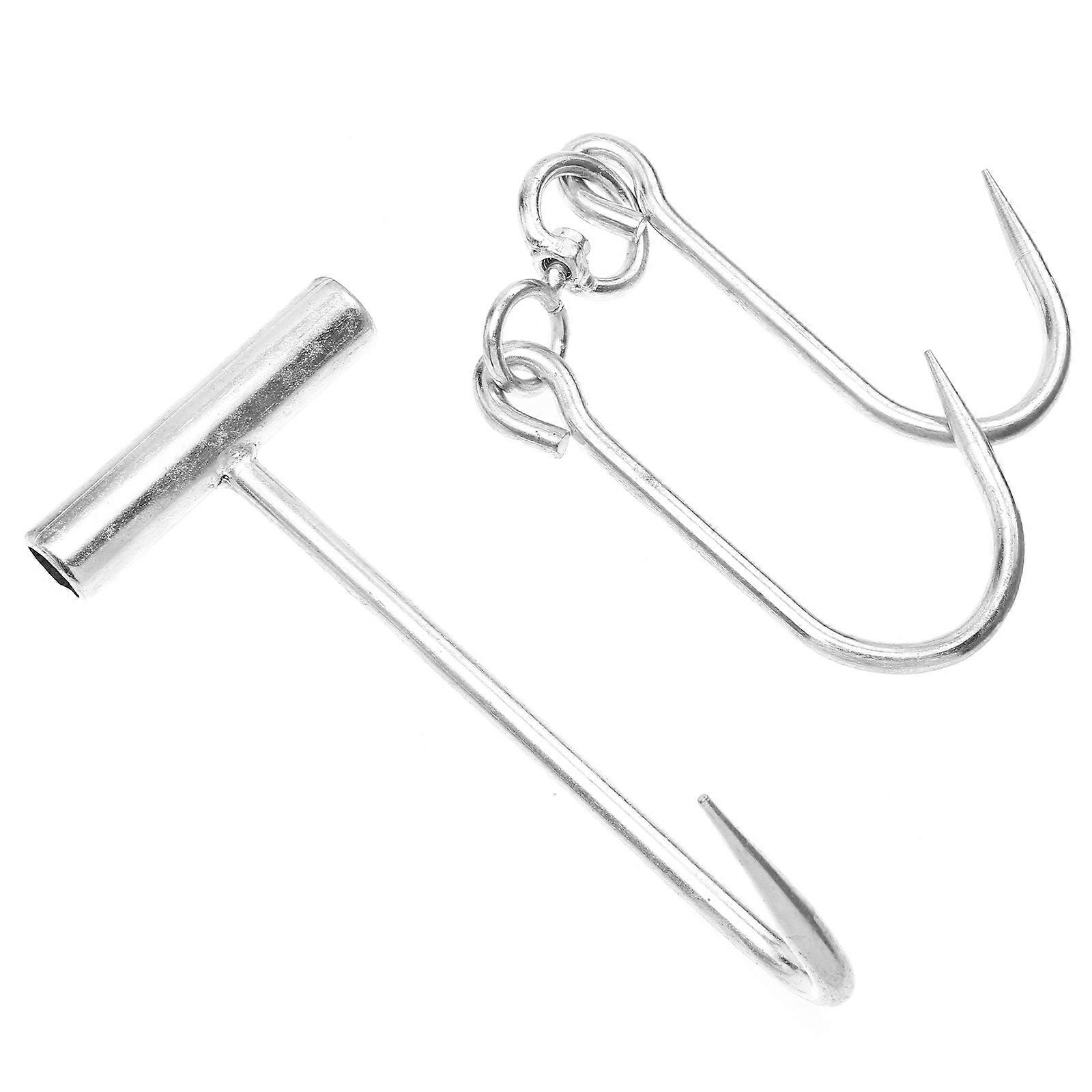 Meat Hanger 2Pcs Steel Pork Hooks For Outdoor BBQ Kitchen Use With Hook-Shaped Design