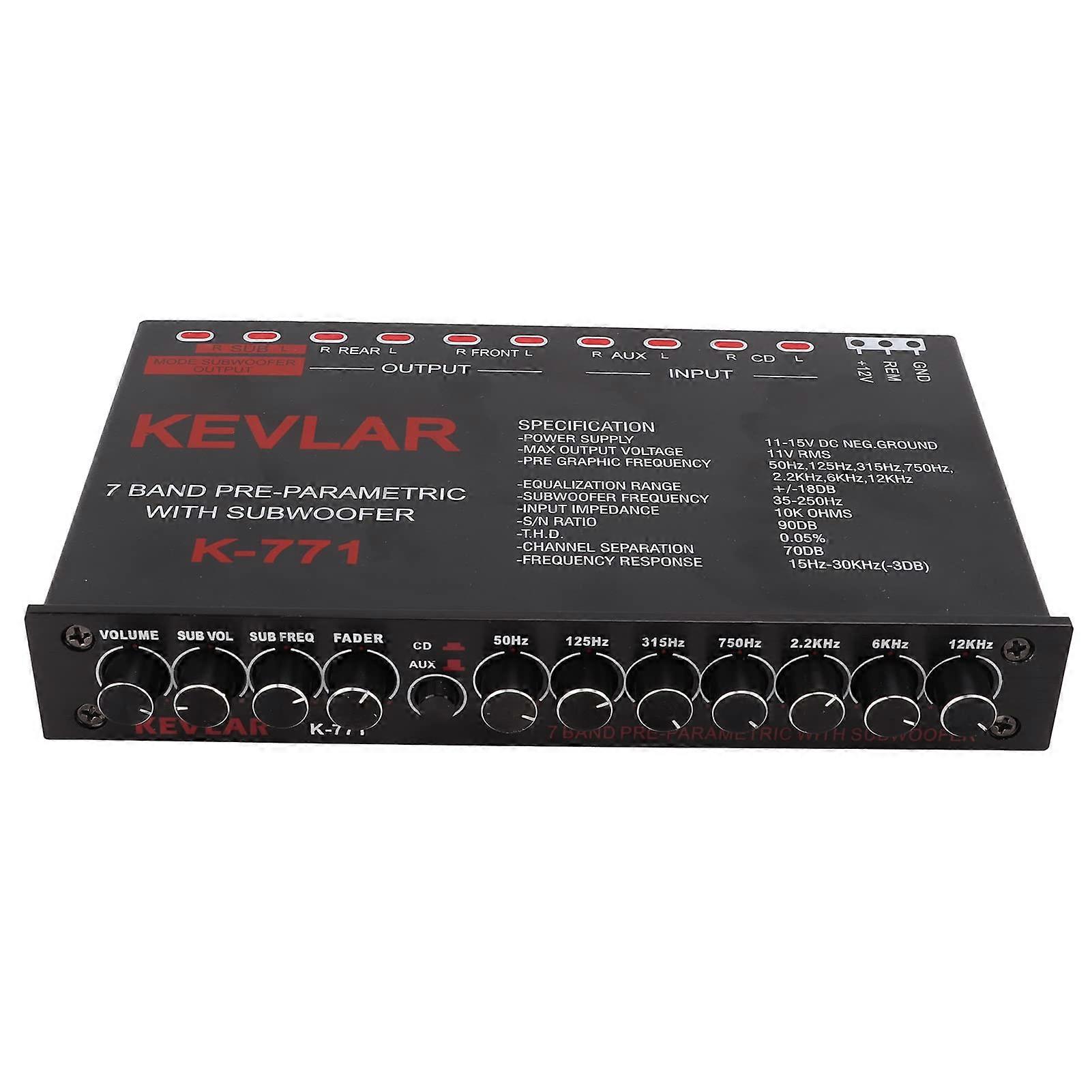 Car Audio Graphic Equalizer with Subwoofer Control Volume, Ideal for Front, Rear, and Subwoofer Settings