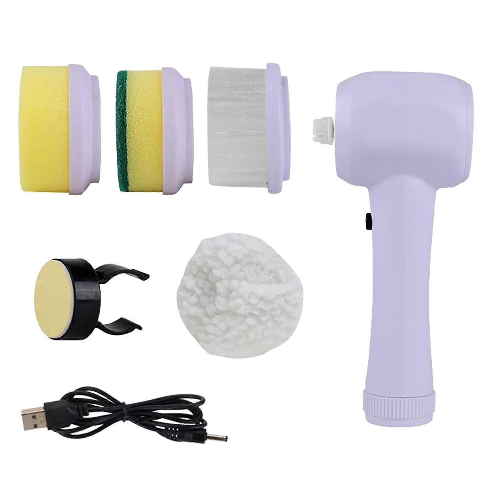 4 In 1 Cordless Electric Cleaning Brush for Household Use, Rotating Bathroom and Car Scrubbing Tool