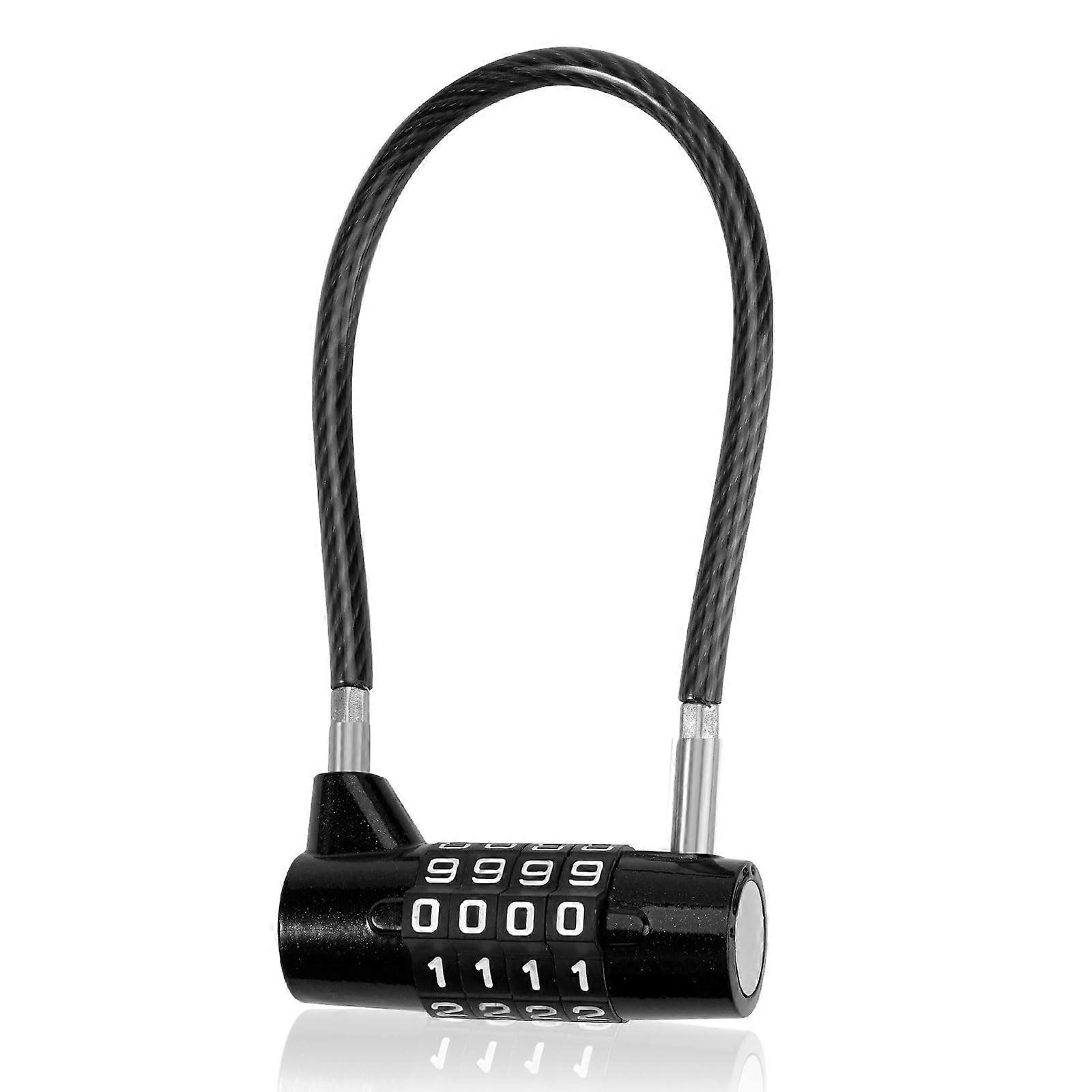 4digit combination padlock, steel cable combination padlock, waterproof, for outdoor use, security lock with long shackle, padlock for sheds, gyms