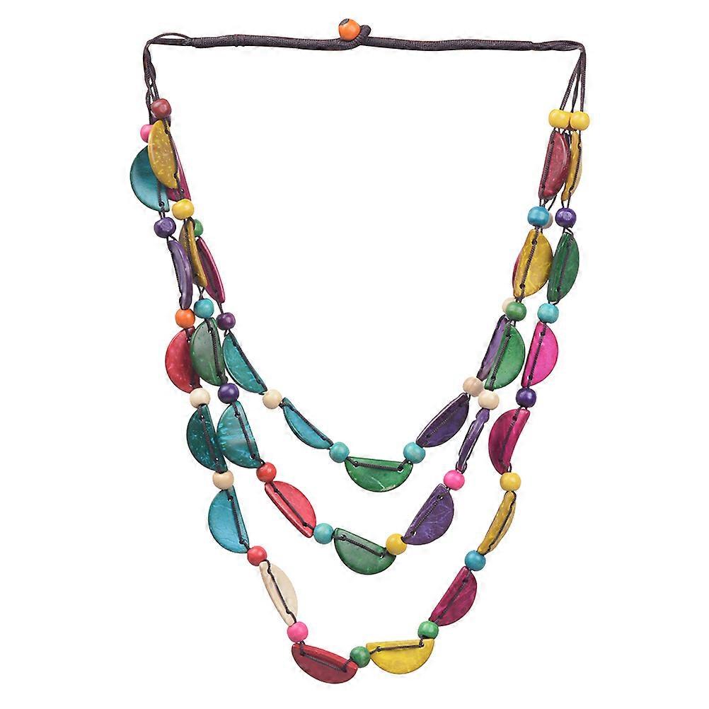 Durable Plastic Beads Necklace with Moon Design and Bohemia Style for Decoration Assorted Color
