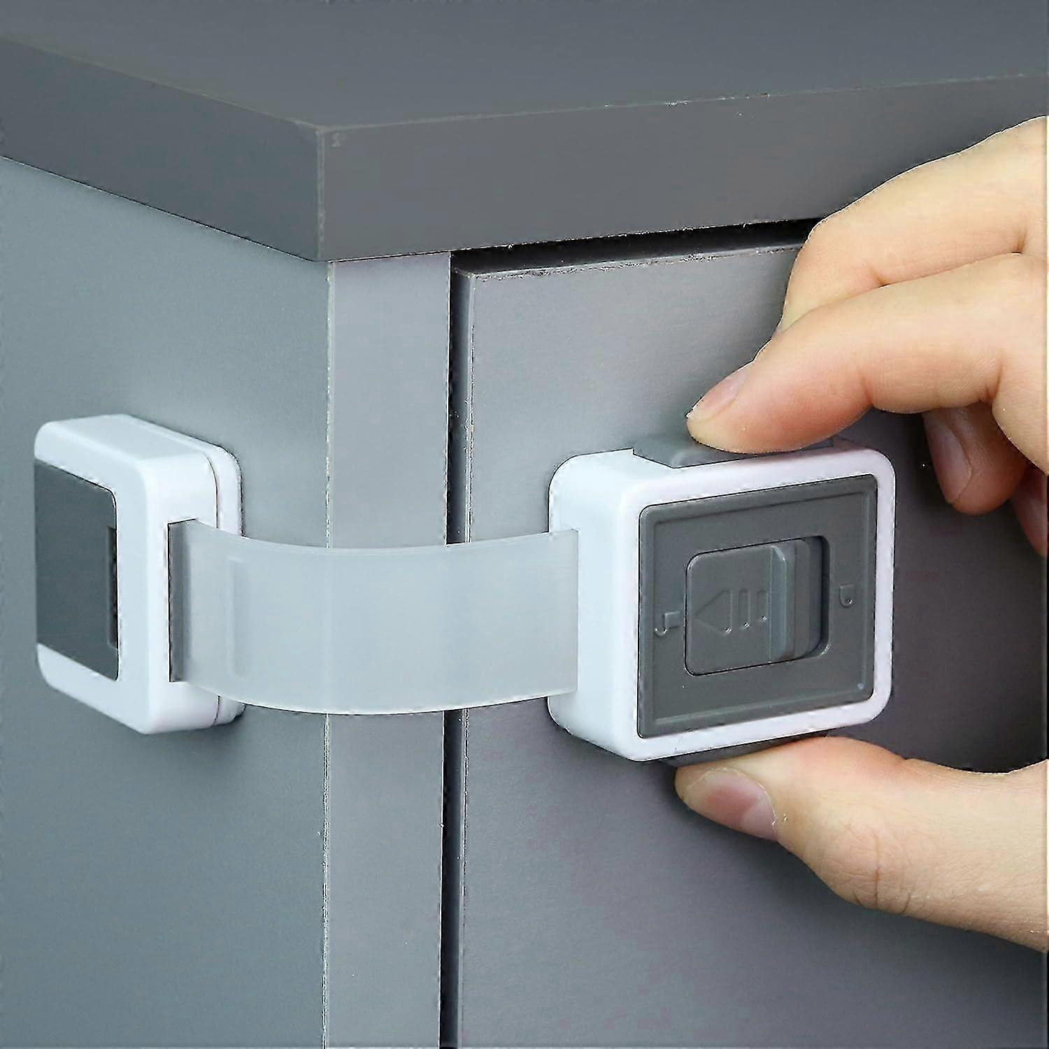(4-Pack) Baby Proof Cabinets, Drawers with Easy Adjustable Strap Length, Double Lock Option, Easier Latch for Adults to Open. Secure Oven, Refrigerato