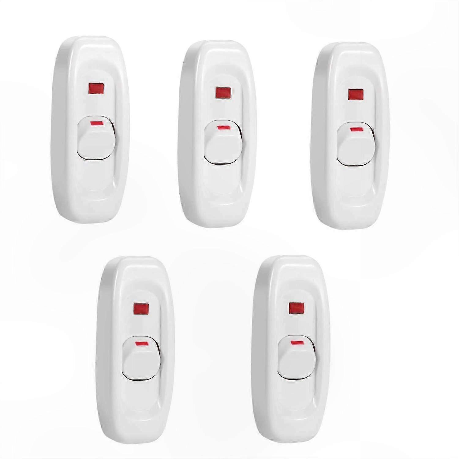5 Pack Rocker Switches, AC 250V 10A Compact On/Off Toggle Light Control with Solder Lugs, White