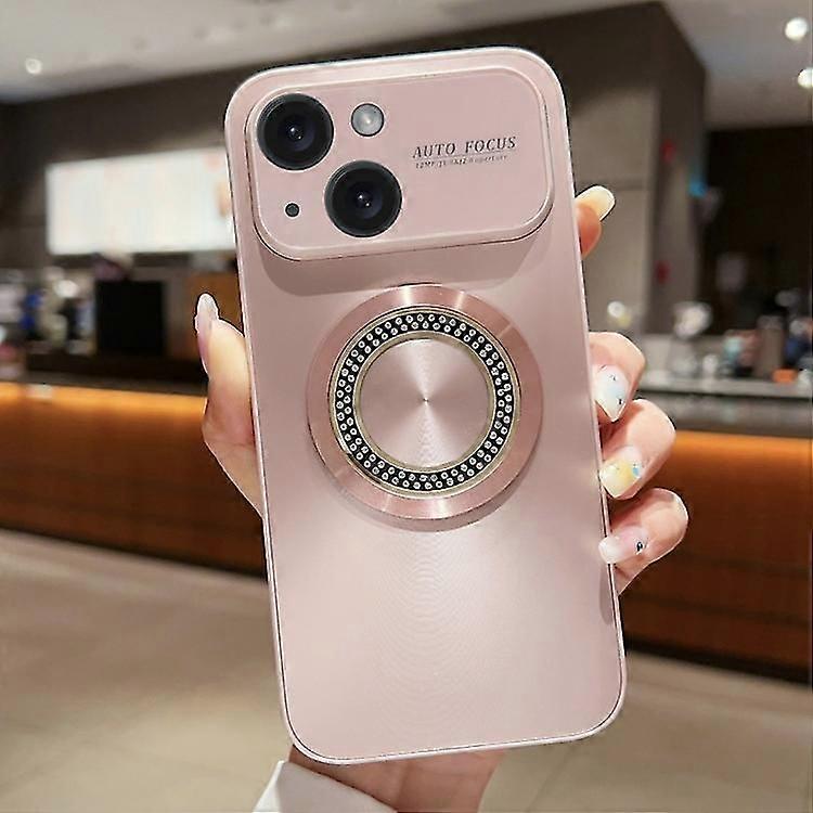 For iPhone 14 Plus Large Window Diamond Magnifier Magnetic Phone Case