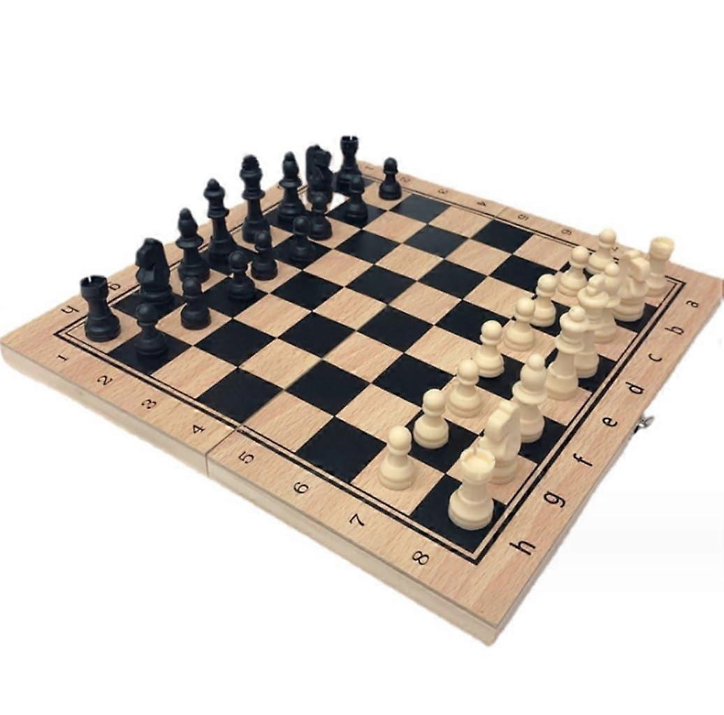 Traditional Chess Set, Folding Solid Wood Chess Board Game 39x39cm, Gift-Ready International Chess Set with Internal Storage