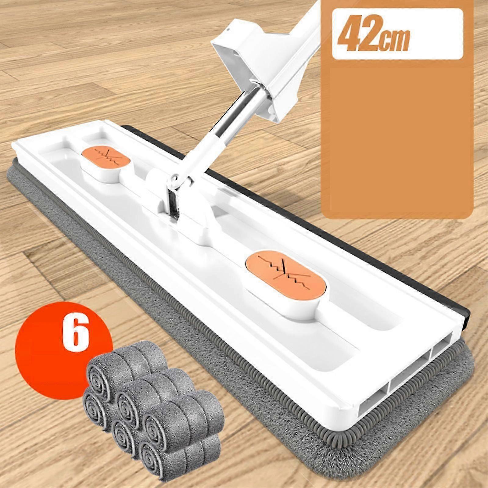 Large Flat Mop with Reusable Microfibre Mop Pads, 360 Swivel Floor Mop Set, Flat Floor Mop Set for Hardwood Laminate Tiles