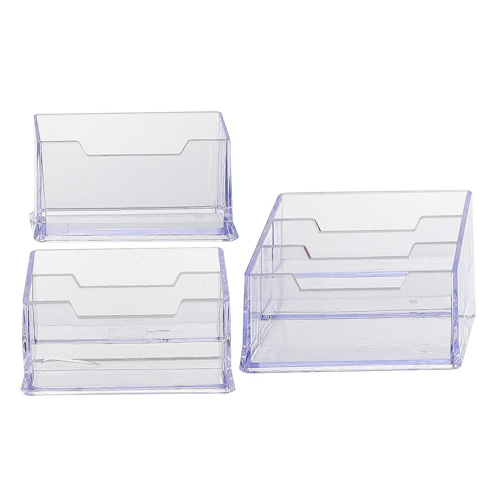 Transparent Card Holder For Desk 3Pcs Card Organization Solution Ideal For Business Owners And Professionals