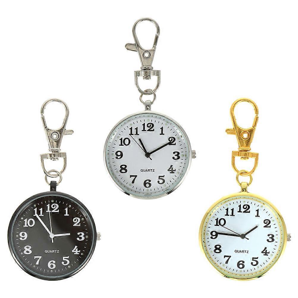Pocket Watch Key Chain with Zinc Alloy Buckle for Decor Assorted Color Lightweight and Durable 3pcs