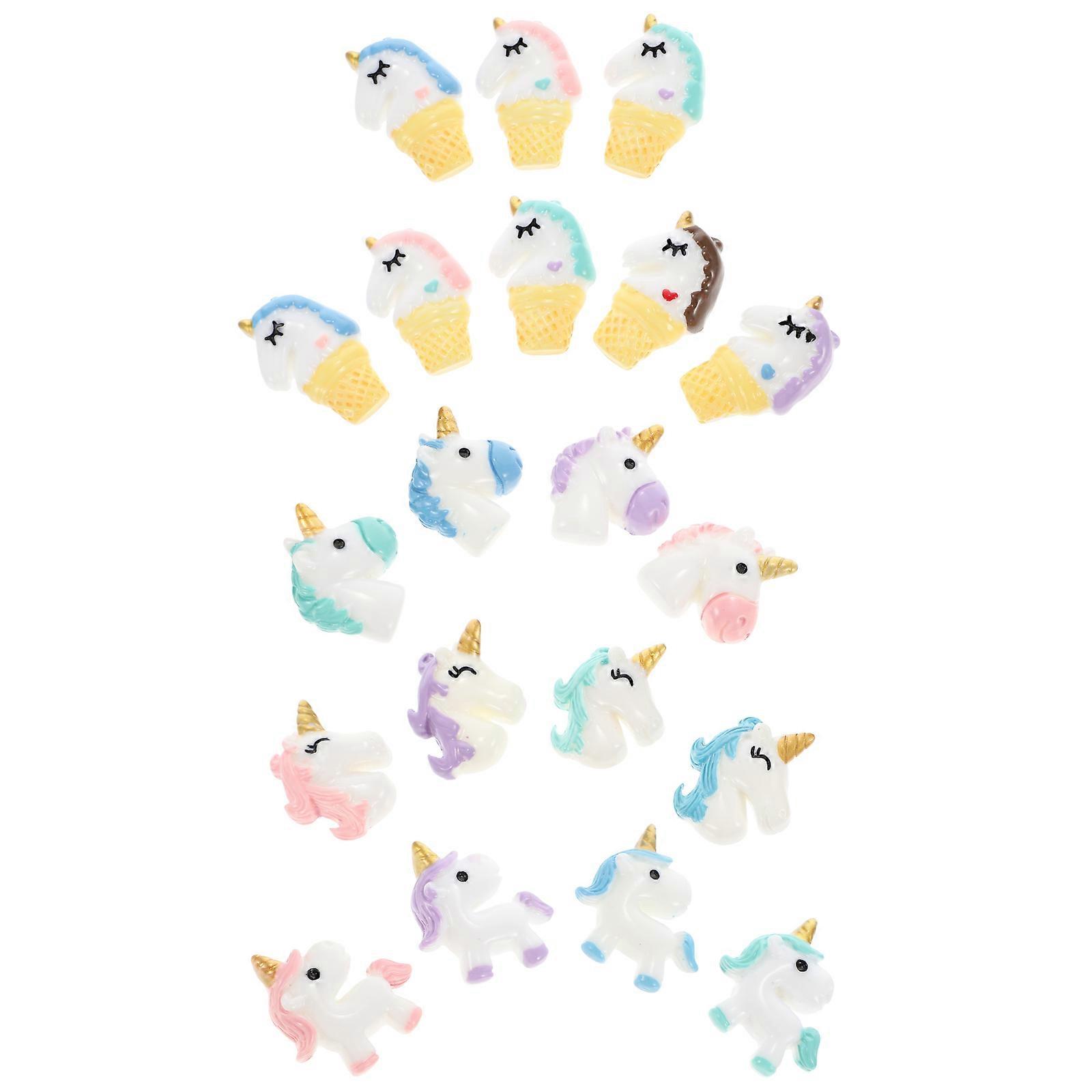 20Pcs Cartoon Unicorn Shape Slices Resin Charms DIY Art Crafts Accessories