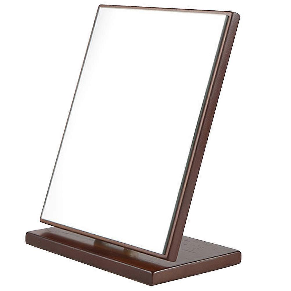 Multifunctional Rotating Wooden Vanity Mirror with Stable Base for Tabletop Use – High Definition Surface for Precision Makeup Application