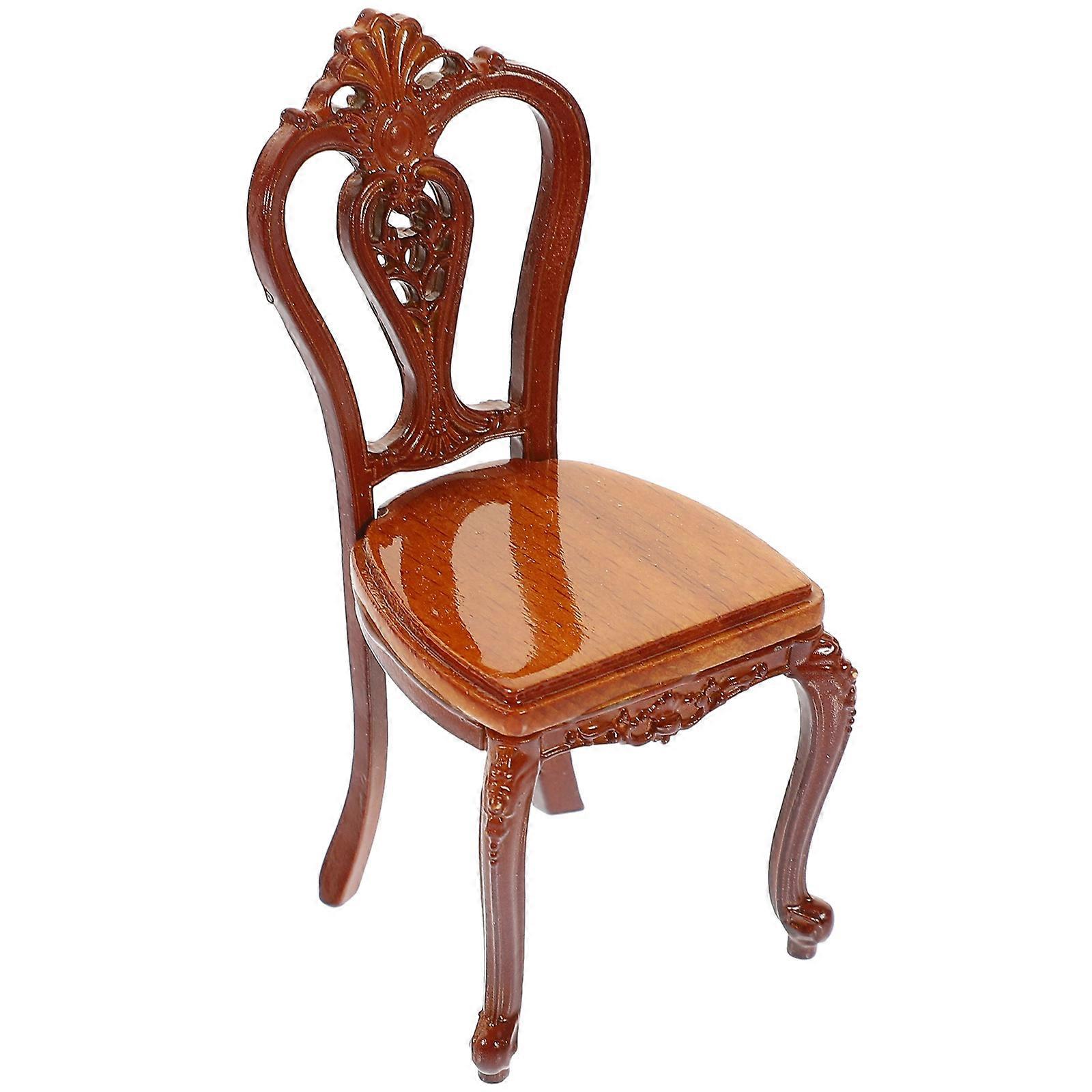 Light Brown Miniature Metal Chair for Decor with Realistic Design and Proportion 4.5 x 3.2 x 6.1 inches
