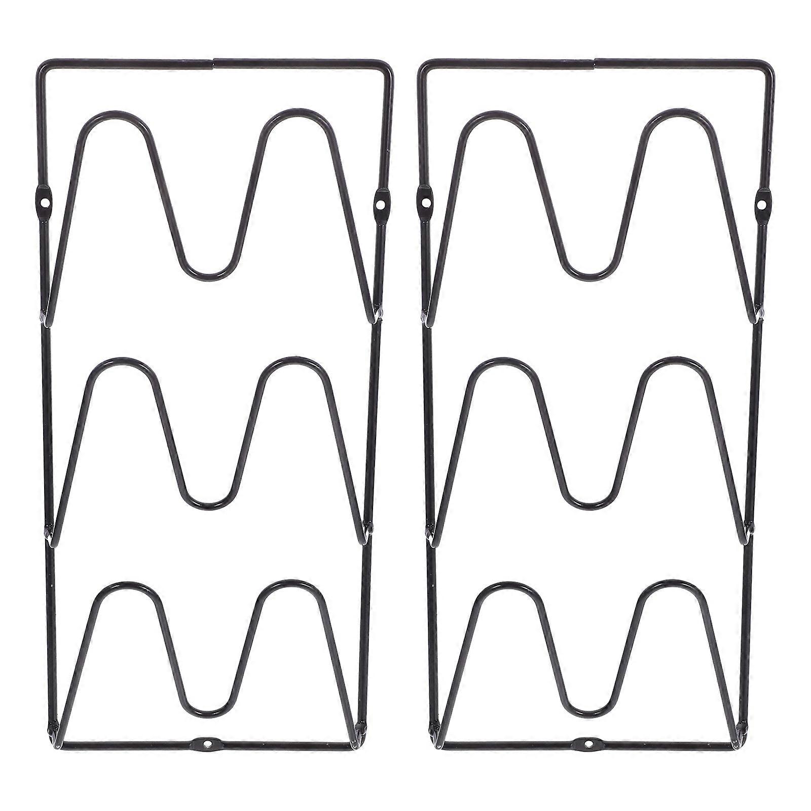Black Pot Lid Holder Rack 2Set Ideal For Home Use And Kitchen Organization Featuring Simple Wall Mounted Functionality