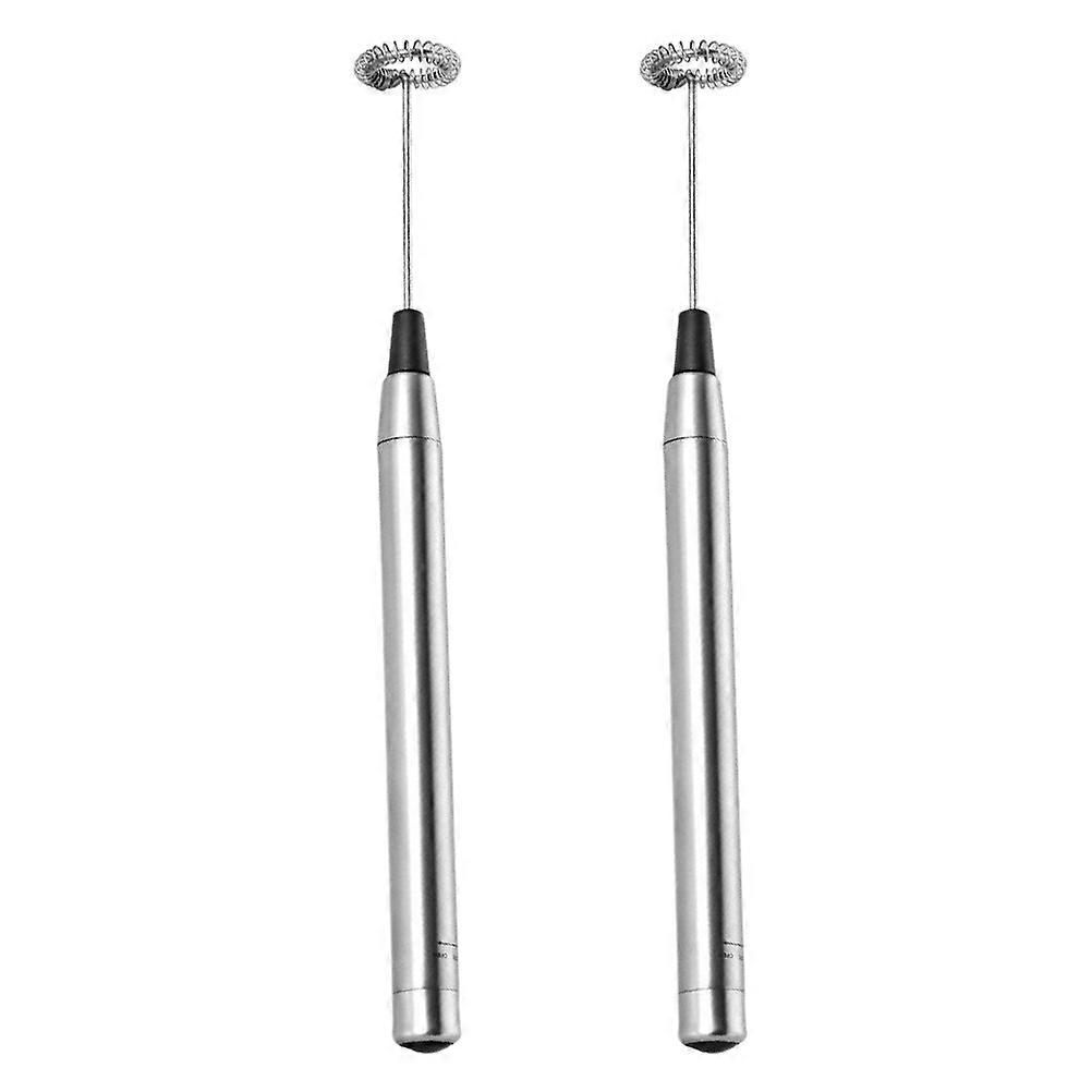 Battery Powered Handheld Electric Frother For Home Users Ideal For Egg Beating In A Sleek Silver Design With 2Set Count