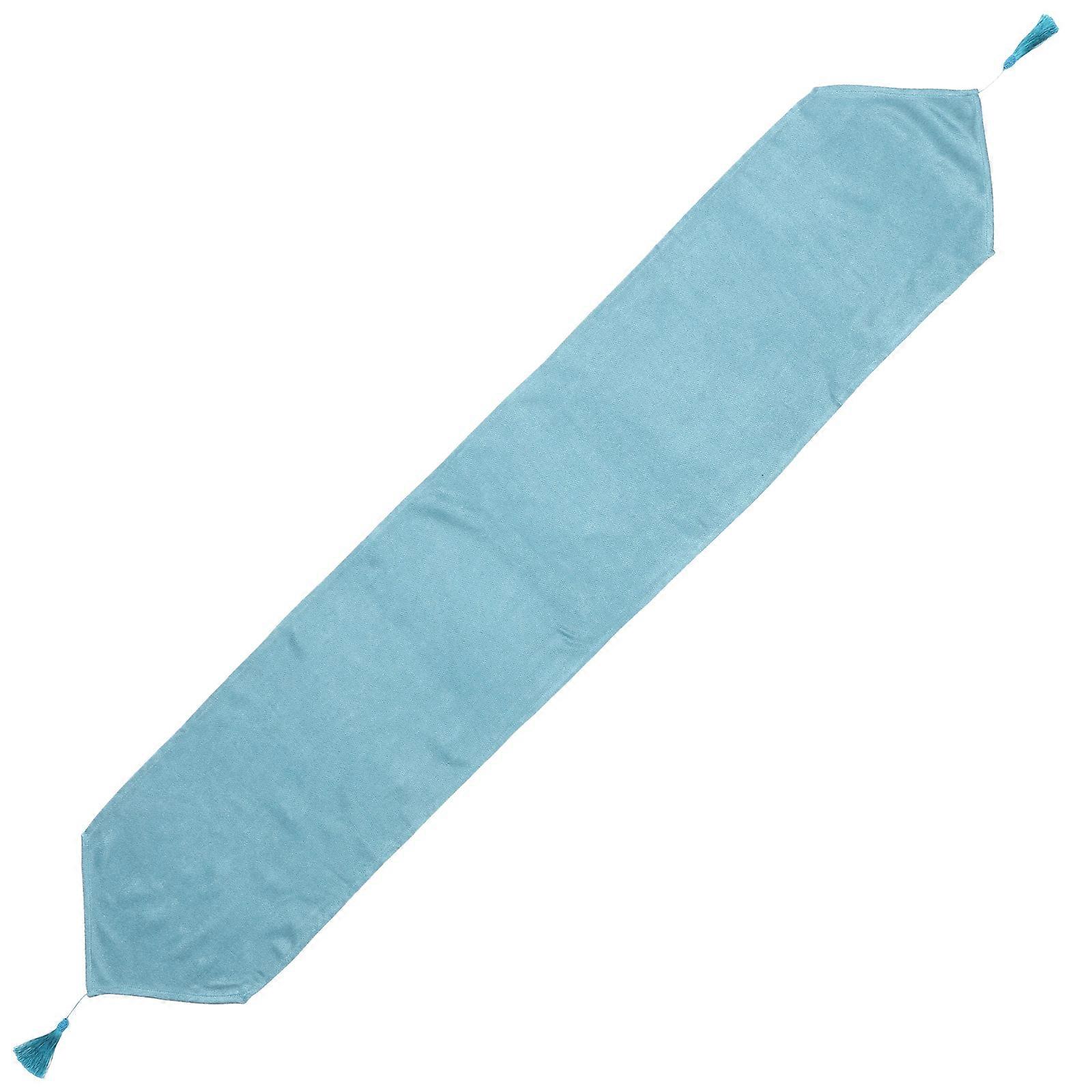Water-Resistant Tassel Table Runner Simple Style Table Decor 240X35X0.8Cm Blue Non-Shrinking 1Pack