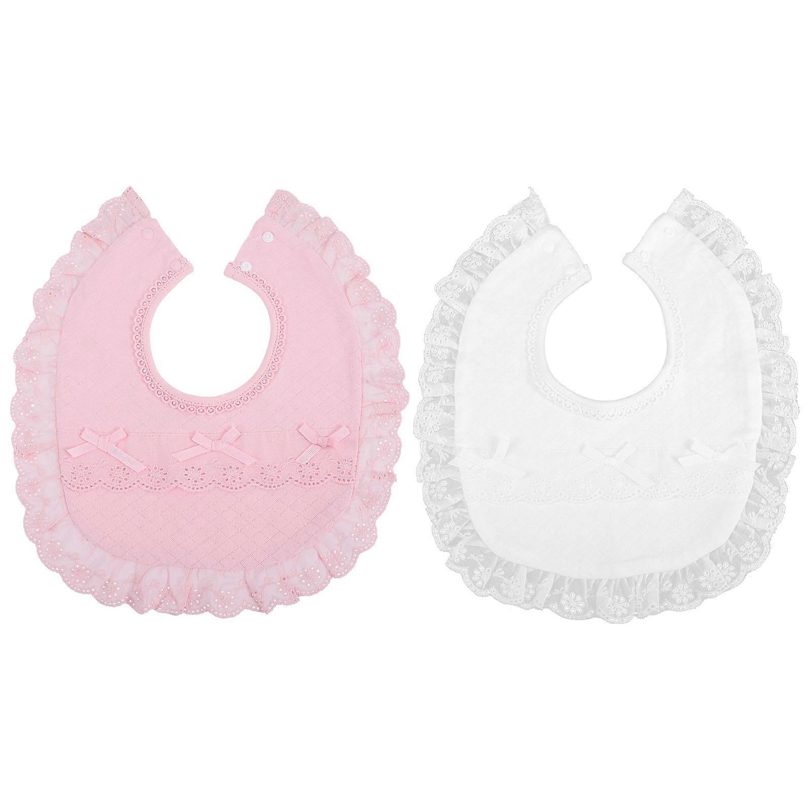 2 Pcs White Drooling Bibs Soft Cotton Feeding Bibs for Comfortable, Safe, and Easy Wear – Ideal Shower Gift