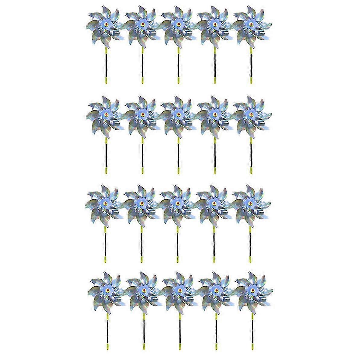 Wind-powered pinwheels for garden - 20PCS reflective spinning bird deterrent
