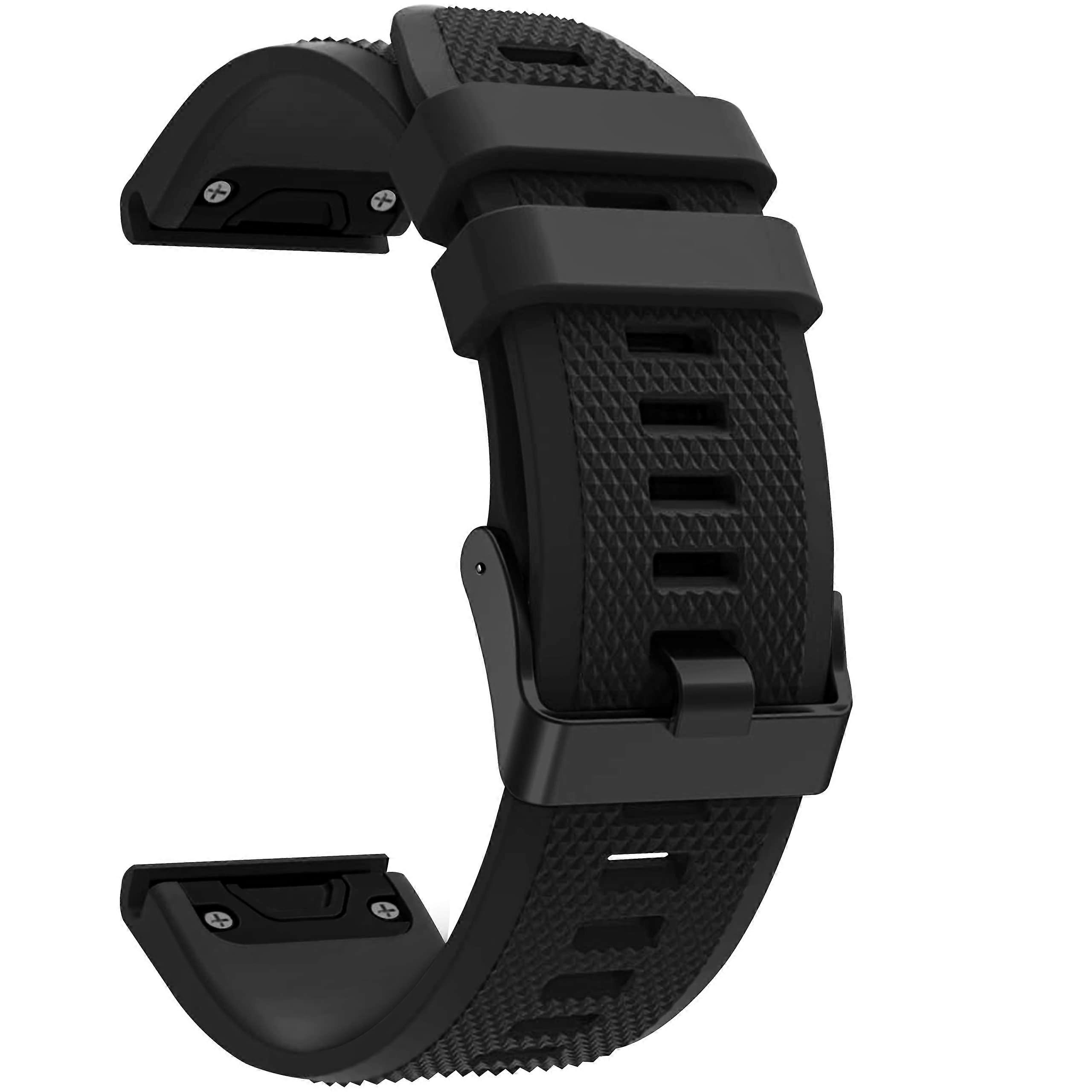 Strap for Garmin Fenix 7, Fenix 6, Fenix 5, Instinct 2, Silicone Black 22mm QuickFit, Compatible with Forerunner 745/935/945
