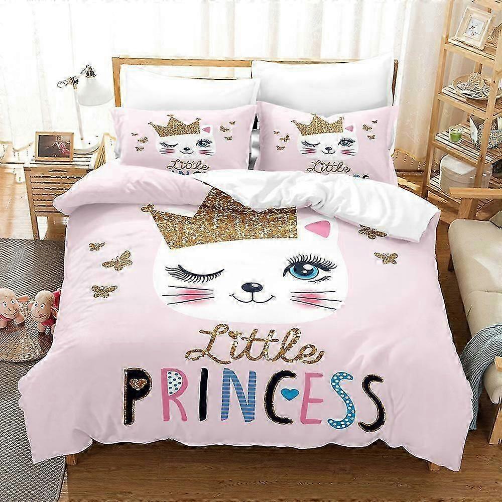 v5256 Lakan Crown Kitty Sängkläder Set Little Princes Täcke/Doona Örngott Lakan IU5256