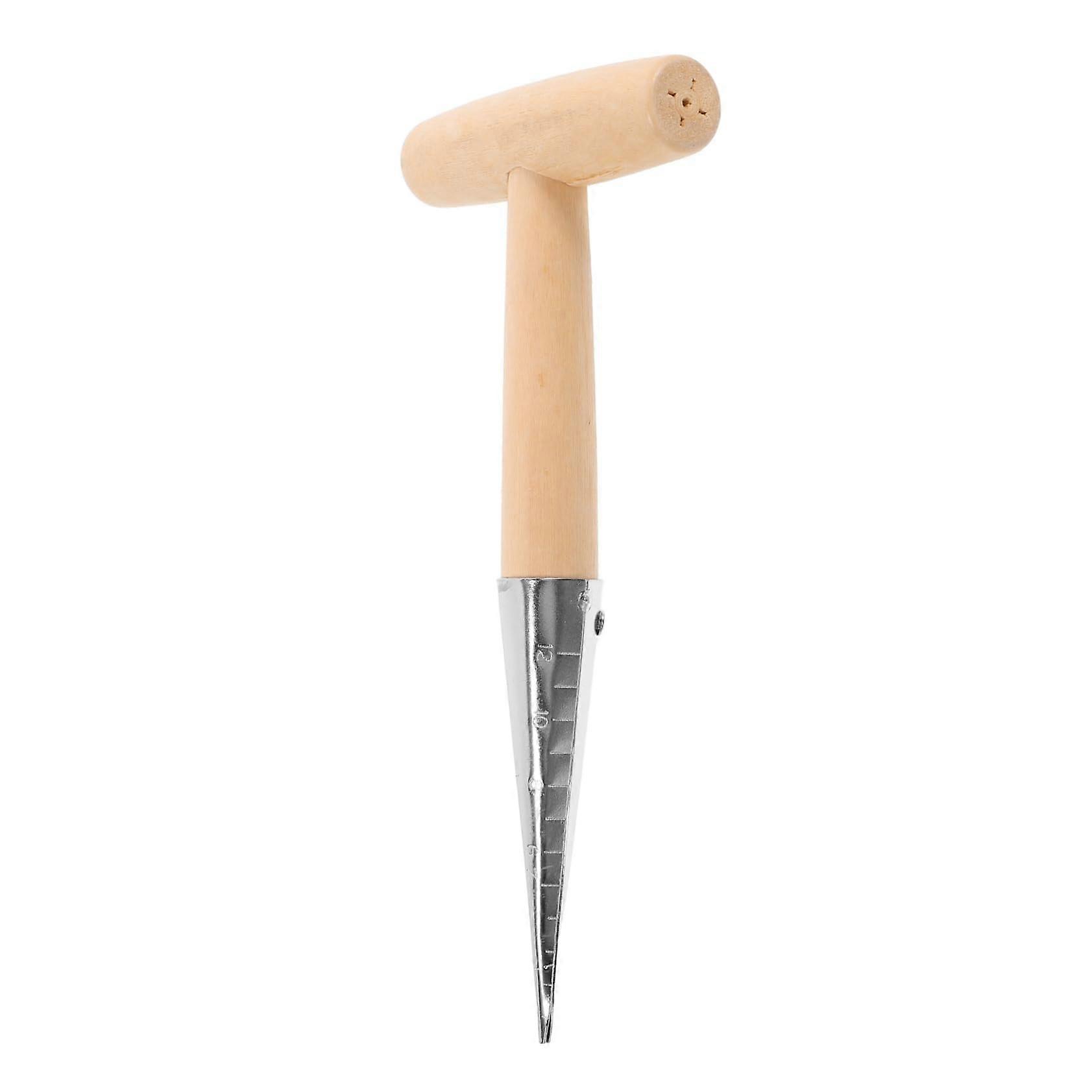 Practical Garden Dibber with Wooden Handle, Portable Planting Tool for Easy Growing