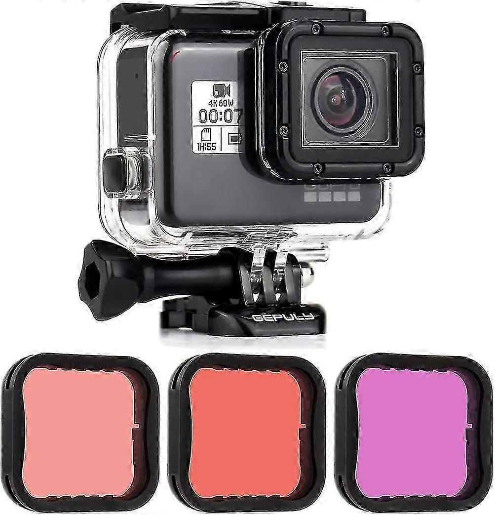 מארז דיור עמיד למים עם מסנן צלילה עבור Gopro Hero 7 שחור, גיבור 6 שחור, גיבור 5 שחור, גיבור (2018) מצלמה - 45 מטר צילום מתחת למים - W