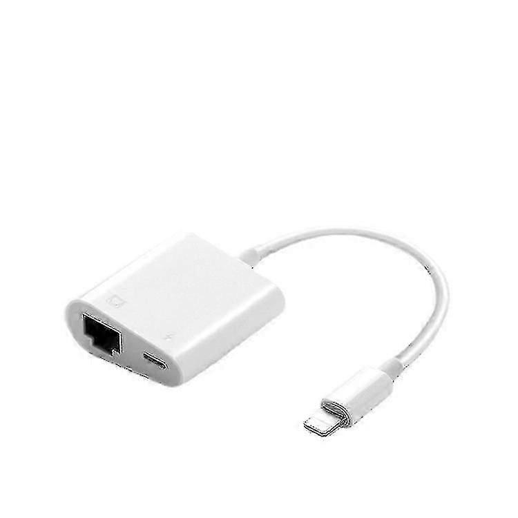 Lightning-naar-Ethernet-adapter, [compatibel met Apple Mfi-gecertificeerd] 2-in-1 Rj45 Ethernet Lan-netwerkadapter met oplaadpoort