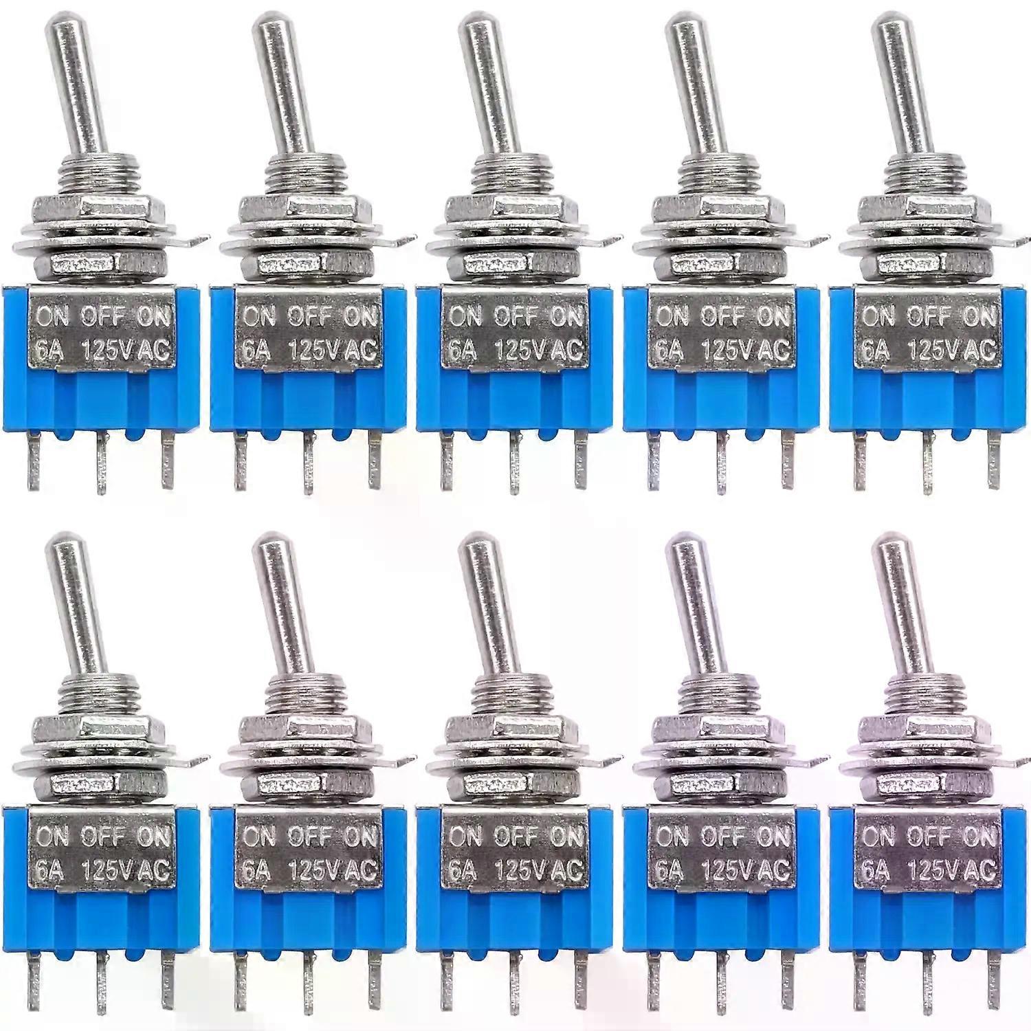 10Pcs DIY Toggle Switch ON-OFF-ON 3Pin 3 Position Latching MTS-103 AC 125V/6A 250V/3A Power Button Switch Car
