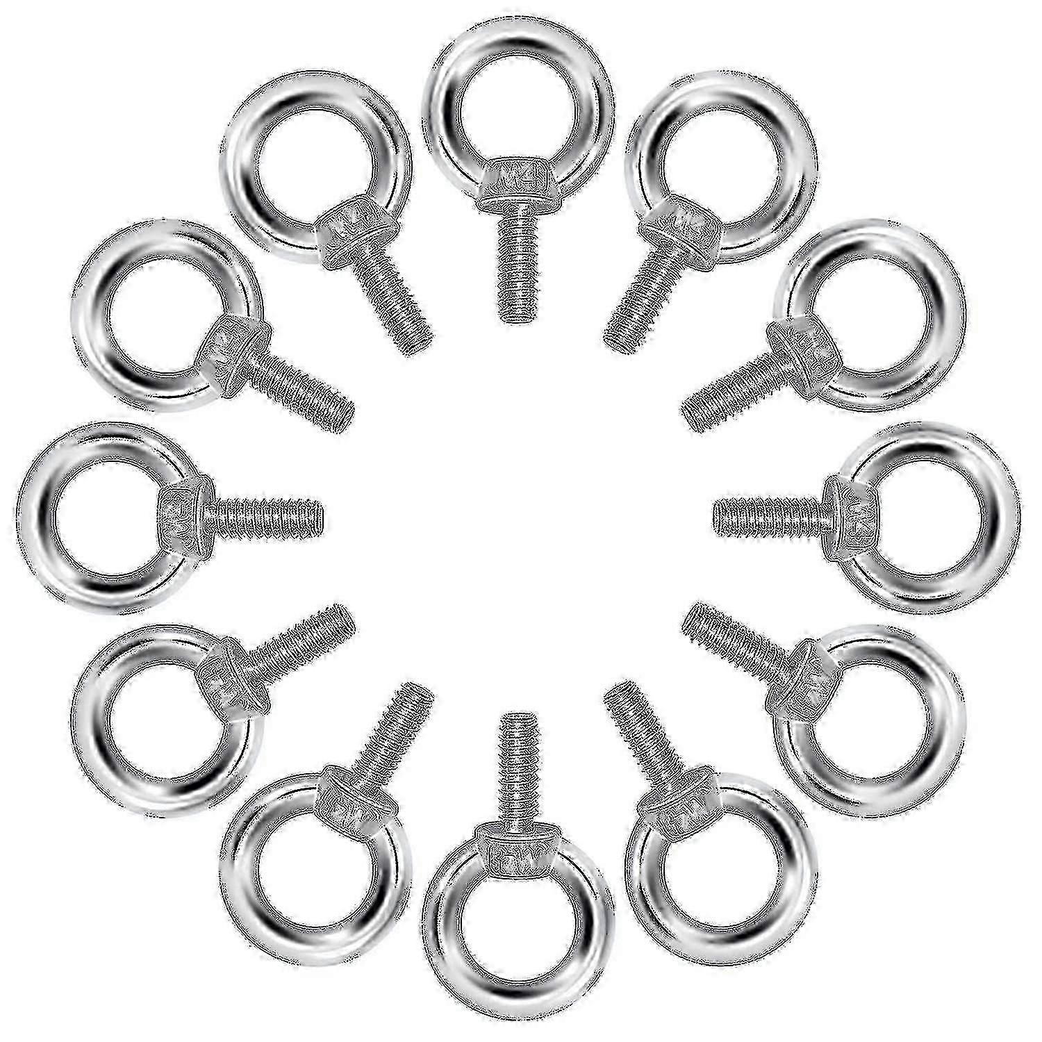 304 SS Eye Bolts M4 for Lifting Ring Applications (12 Pieces)
