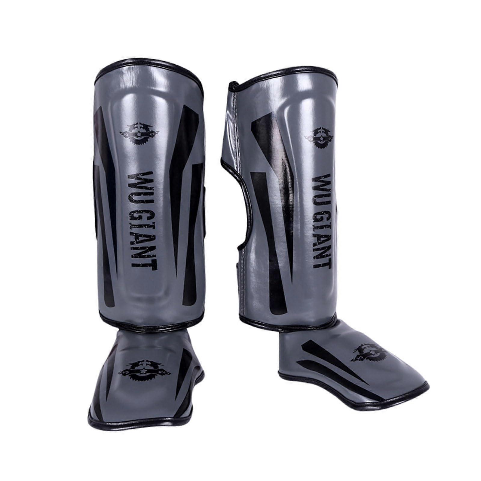 Kickboxing Shin Guards,Adjustable,Foam Padding,For Muay Thai MMA Karate. Grey L