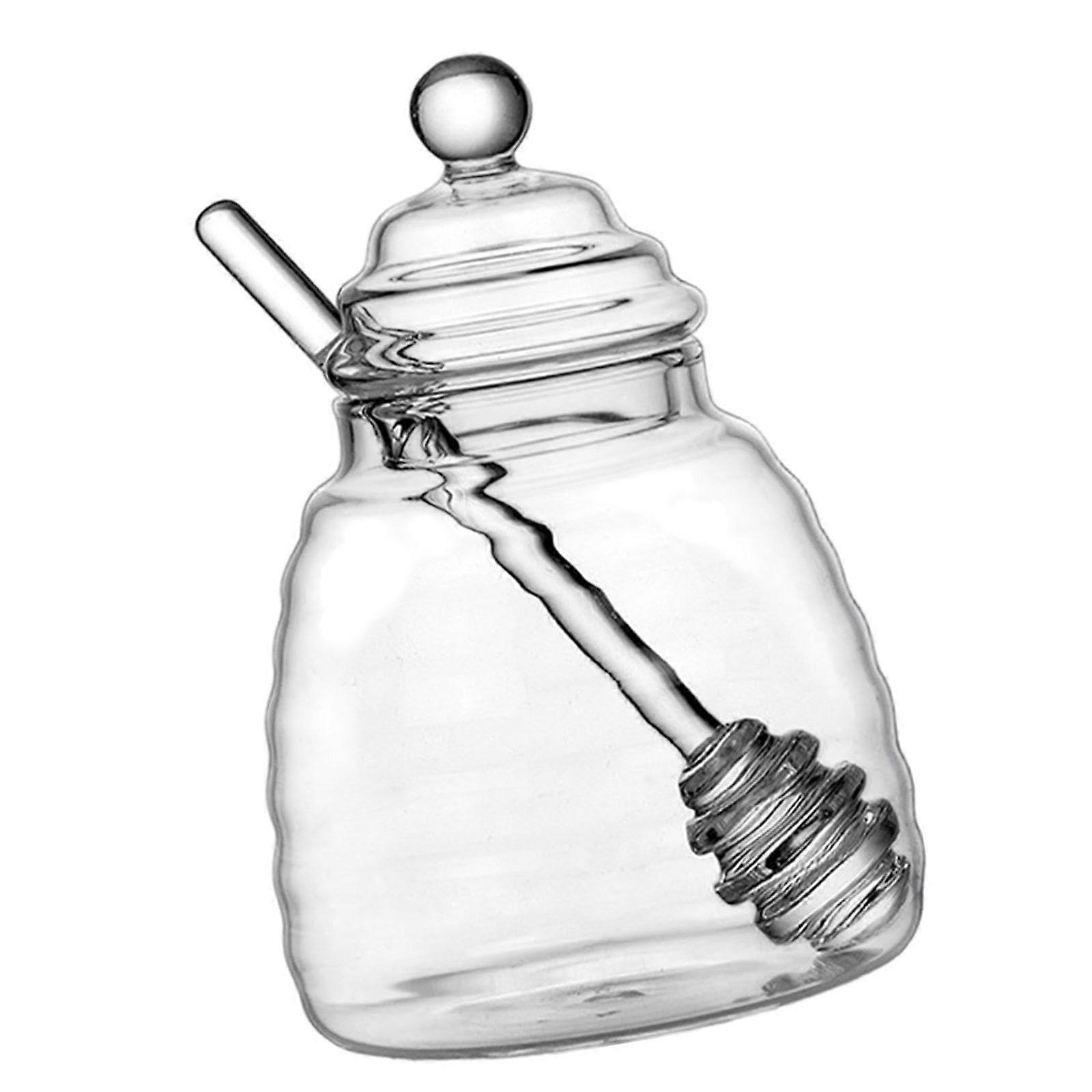 Honey Jar Glass Dispenser 500ml For Honey And Syrup, Wedding And Home Use, Clear