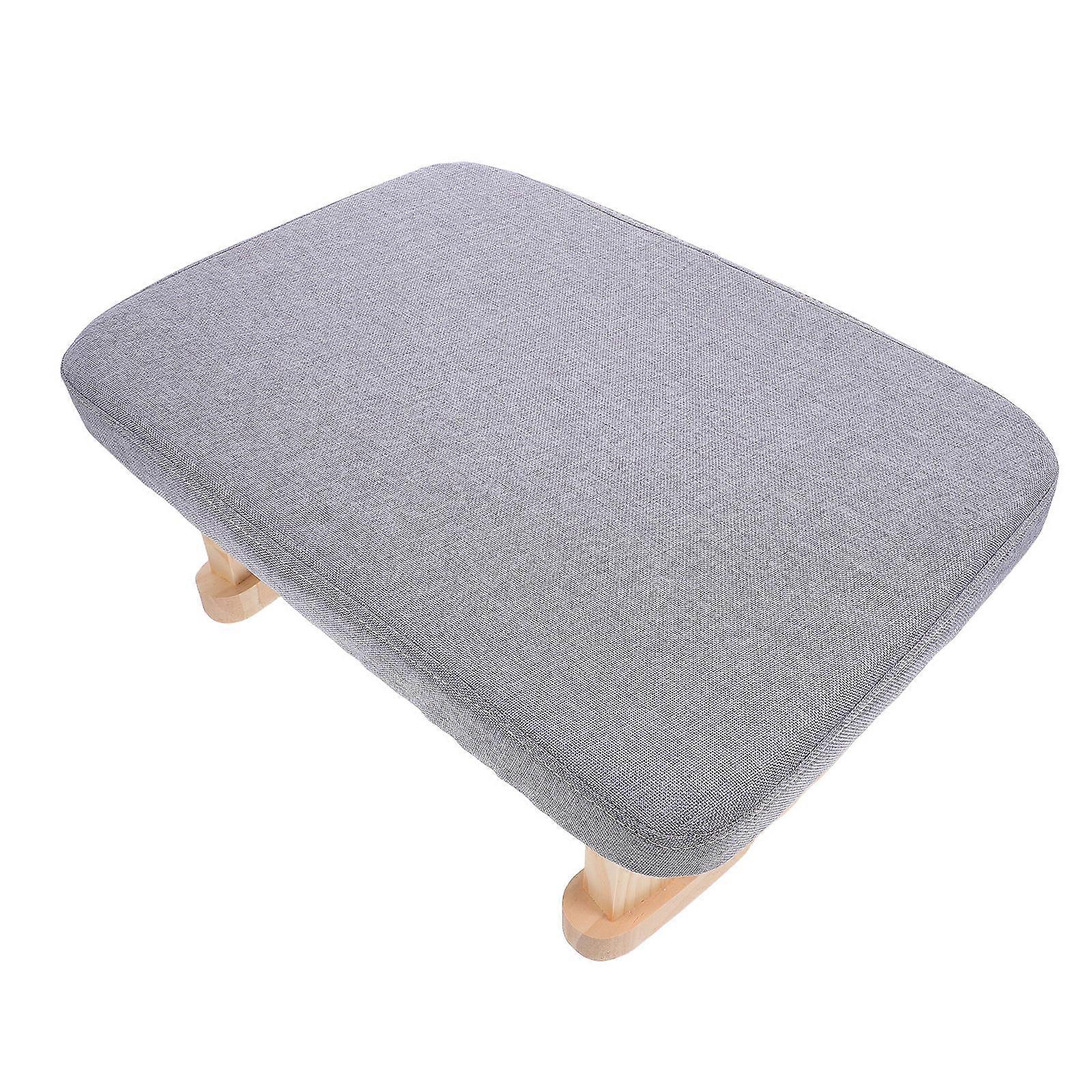 Compact Foot Rest For Shoe Changing In Home Office Grey Wood Material 1Set