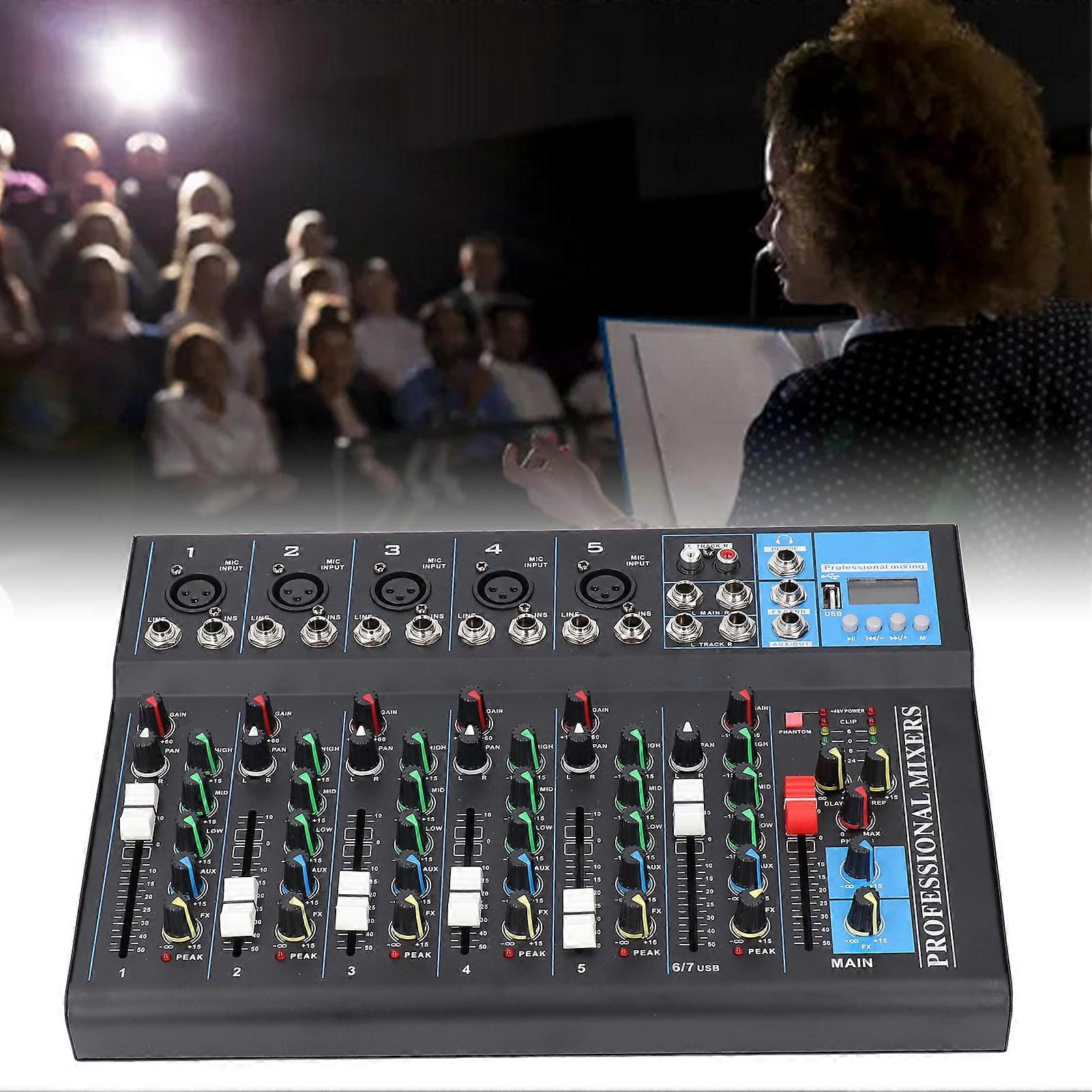 7 Channel USB Mixer Sound Board Console 100-240V EU Plug