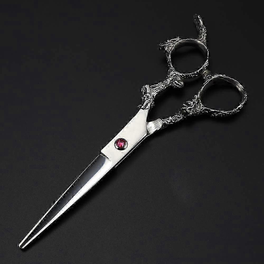 2025 Tesoura de corte de cabelo, 6 polegadas, aço profissional japonês 440C, cabo de dragão prateado Ref: 2234