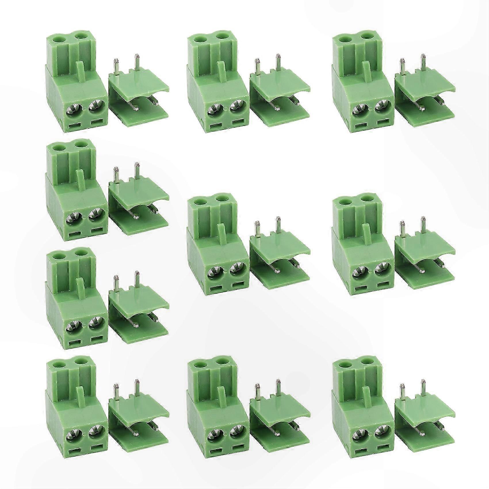 10-Pack Right-Angle PCB Terminal Blocks with 5.08mm Pitch Connectors