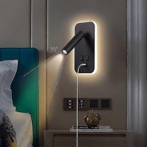 Indoor wall lamp with independent switch design and fast USB charging function