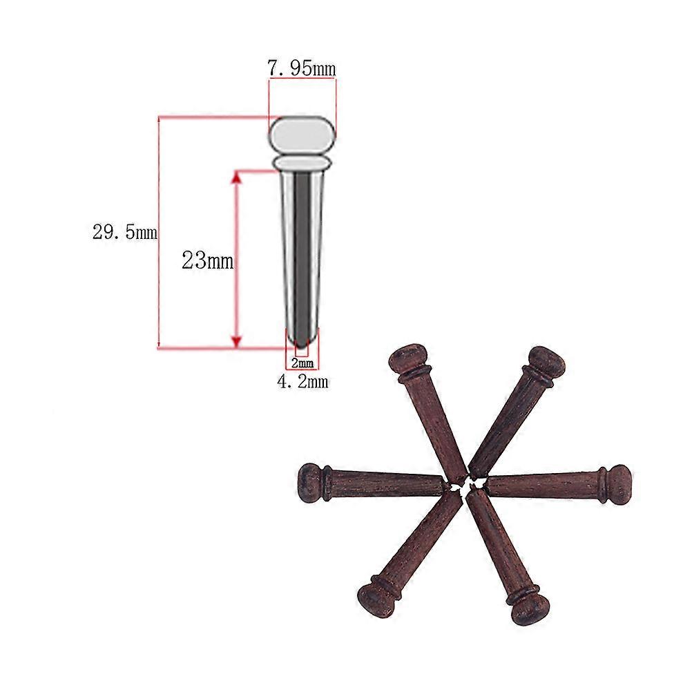 Rosewood Guitar Bridge Pin for Better Tone Quality and Performance Coffee Color 6pcs