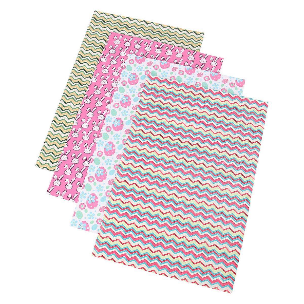 Easter Theme Jewelry Accessories 4Pcs PU Fabric Sheet Set Assorted Color For DIY Craft Projects