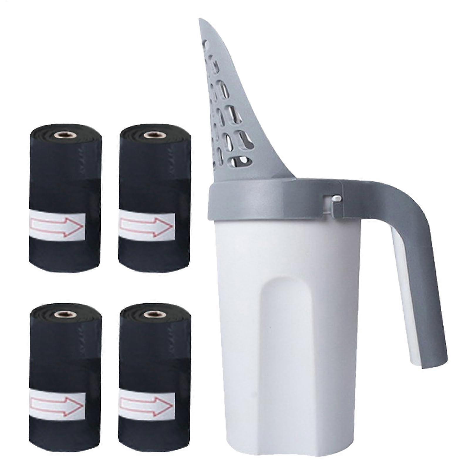 Cat Litter Scoop with Ergonomic Handle - Heavy-Duty Poop Scooper, Non-Stick Cleaning Tool, Includes 4 Garbage Bags