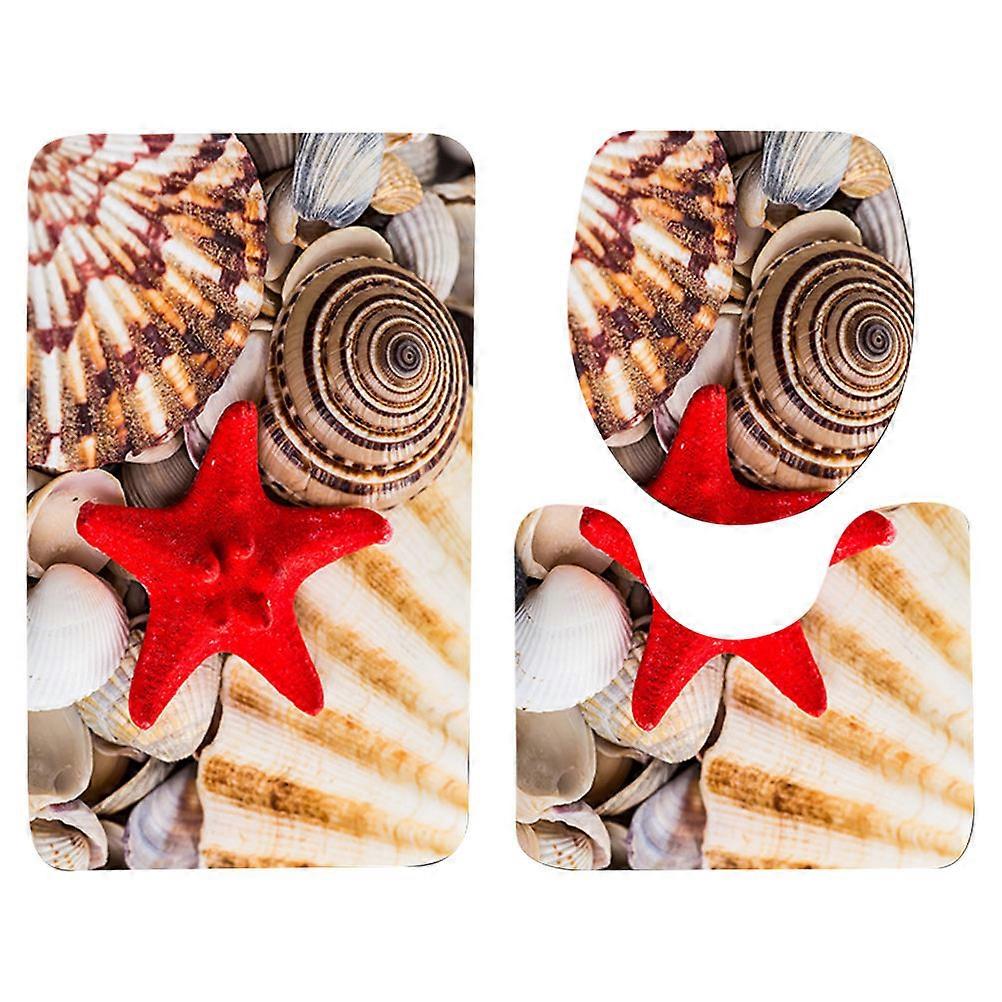 Toilet Floor Mat Set 3D Shell Pattern Bathroom Accessories 1Set