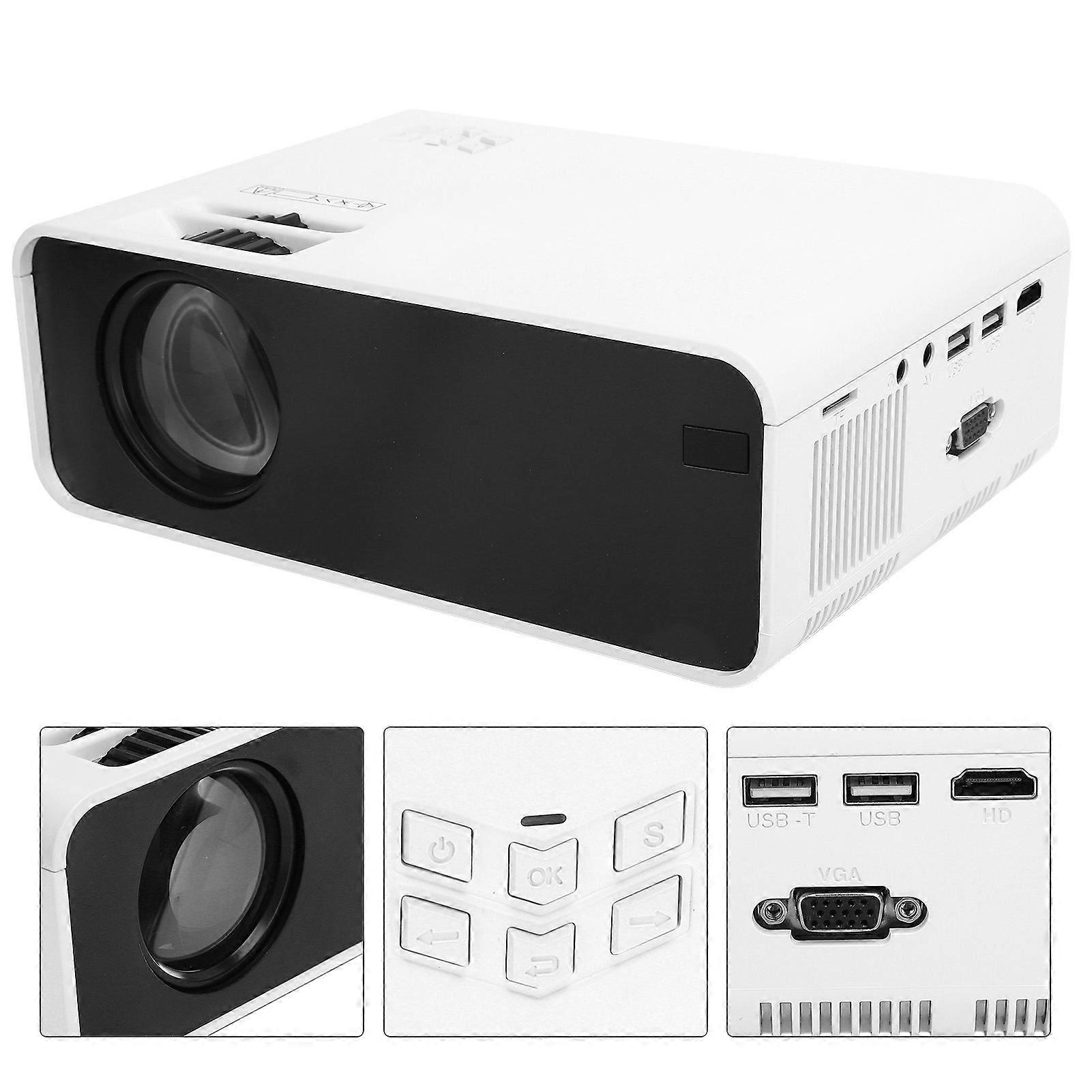 Home WiFi LED LCD Projector 1080P HD for Android US Plug White