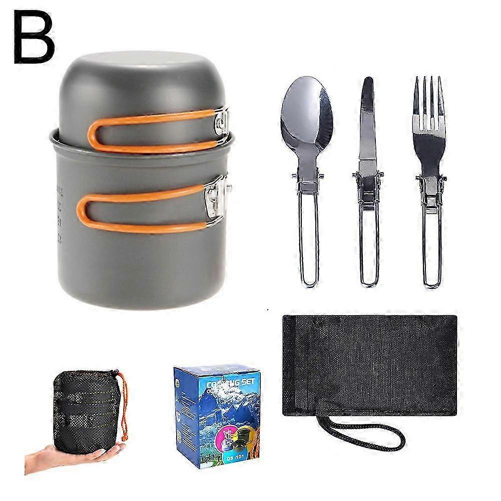 Outdoor Pot Set for 1-2 People, Portable Camping Cookware with Tableware 2025