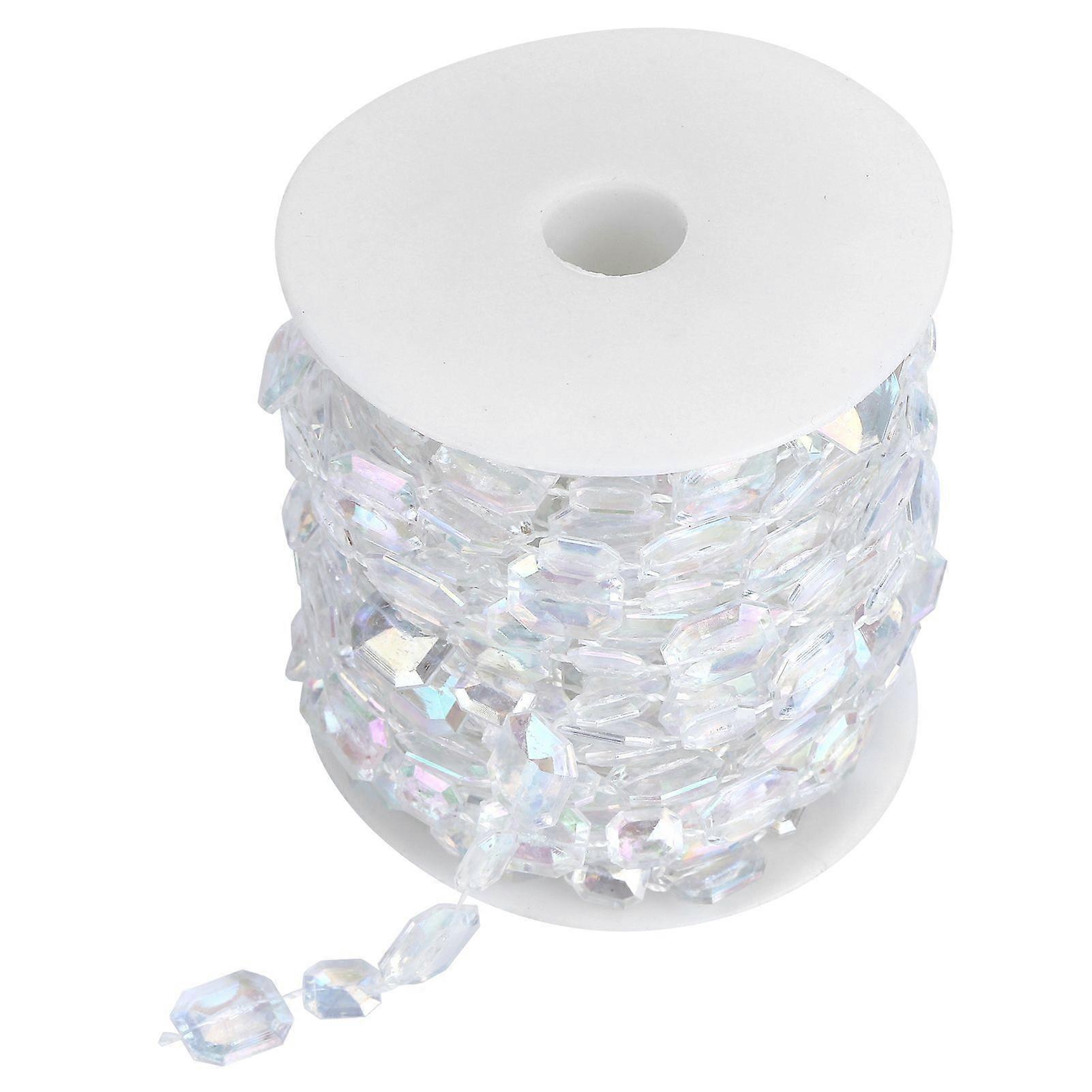 10m Synthetic Bead Garland Rectangle Iridescent Decoration String for Wedding Festival Wrapping