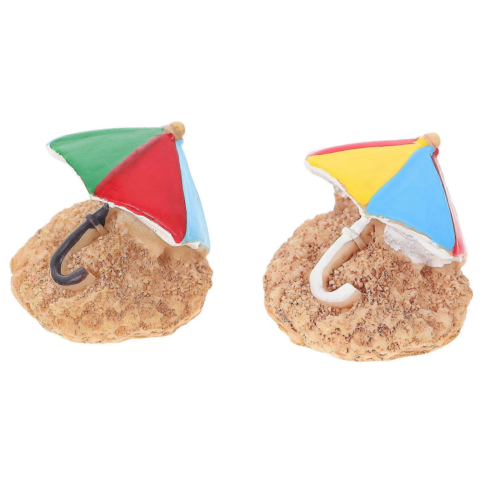 Resin Mini Beach Umbrella Decor for Micro Landscape 2Pcs