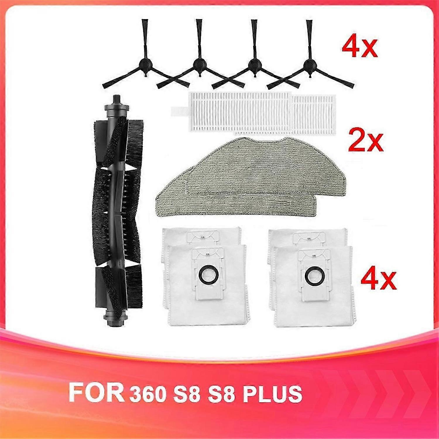 For 360 Robot Vacuum Cleaner Accessories S8 S8 PLUS Main Brush Side Brush Filter Mop