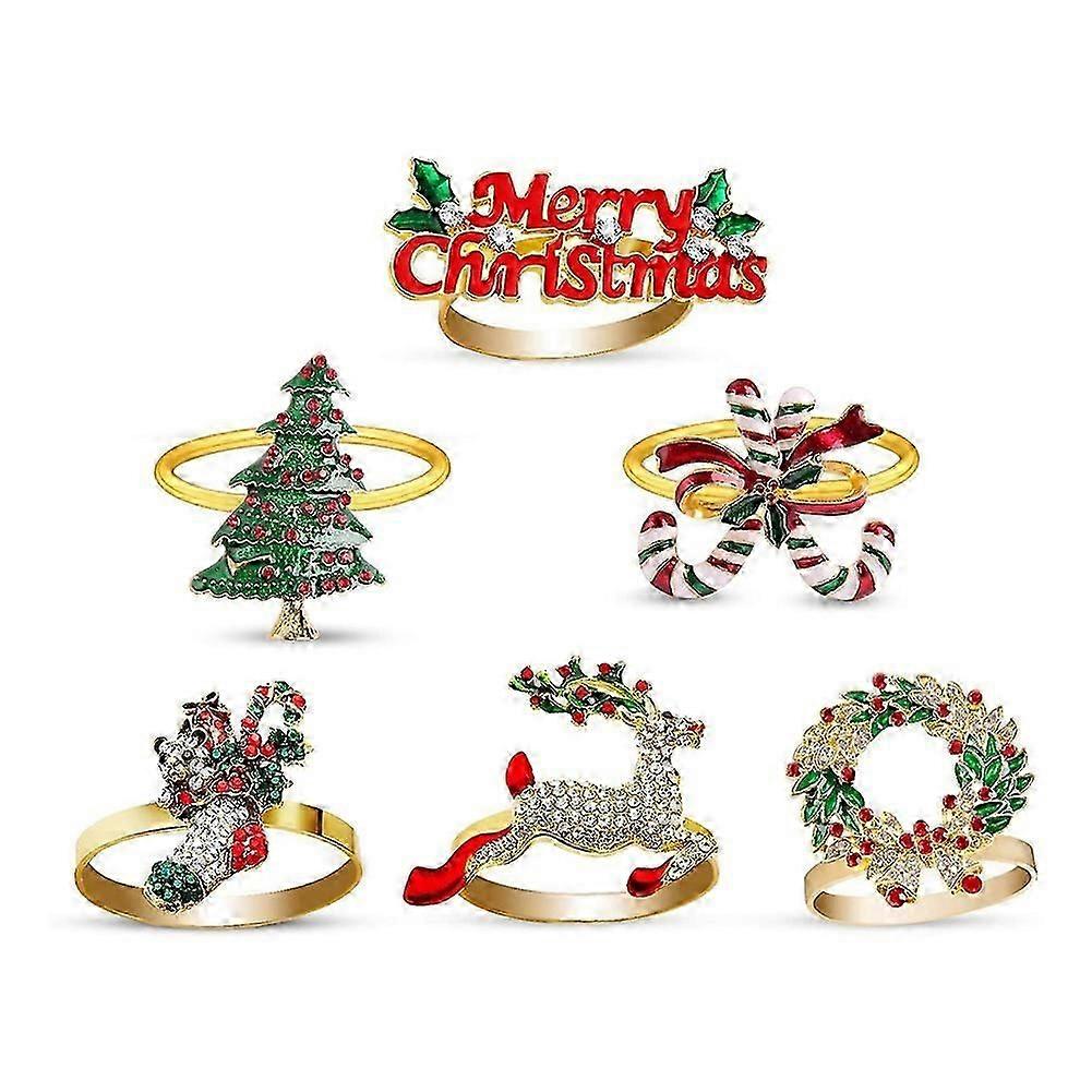 6Pcs Christmas Napkin Rings, Delicate Decors for Christmas Holiday