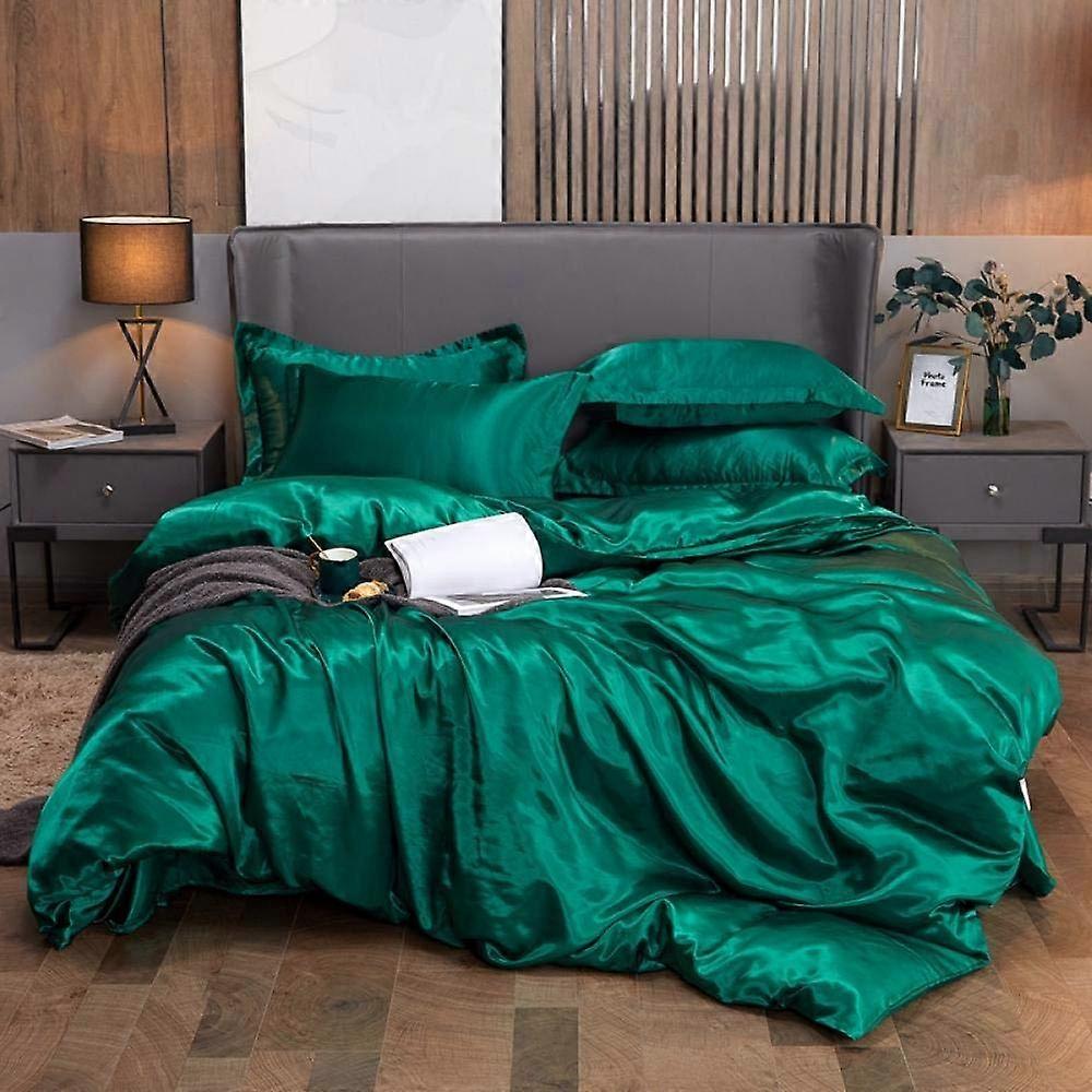 Silk Bedding Set, Queen Size, Solid Color Satin Quilt Cover, FadeResistant, EcoFriendly Sheets, Bedspread Set