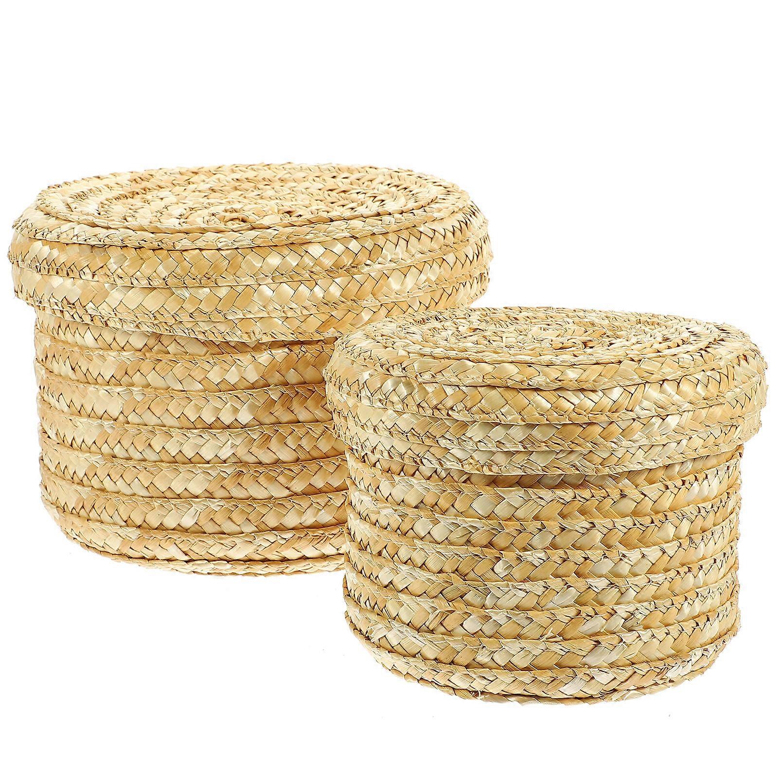 Wheat Straw Basket Storage Basket for Multi-Function 6Pcs Set