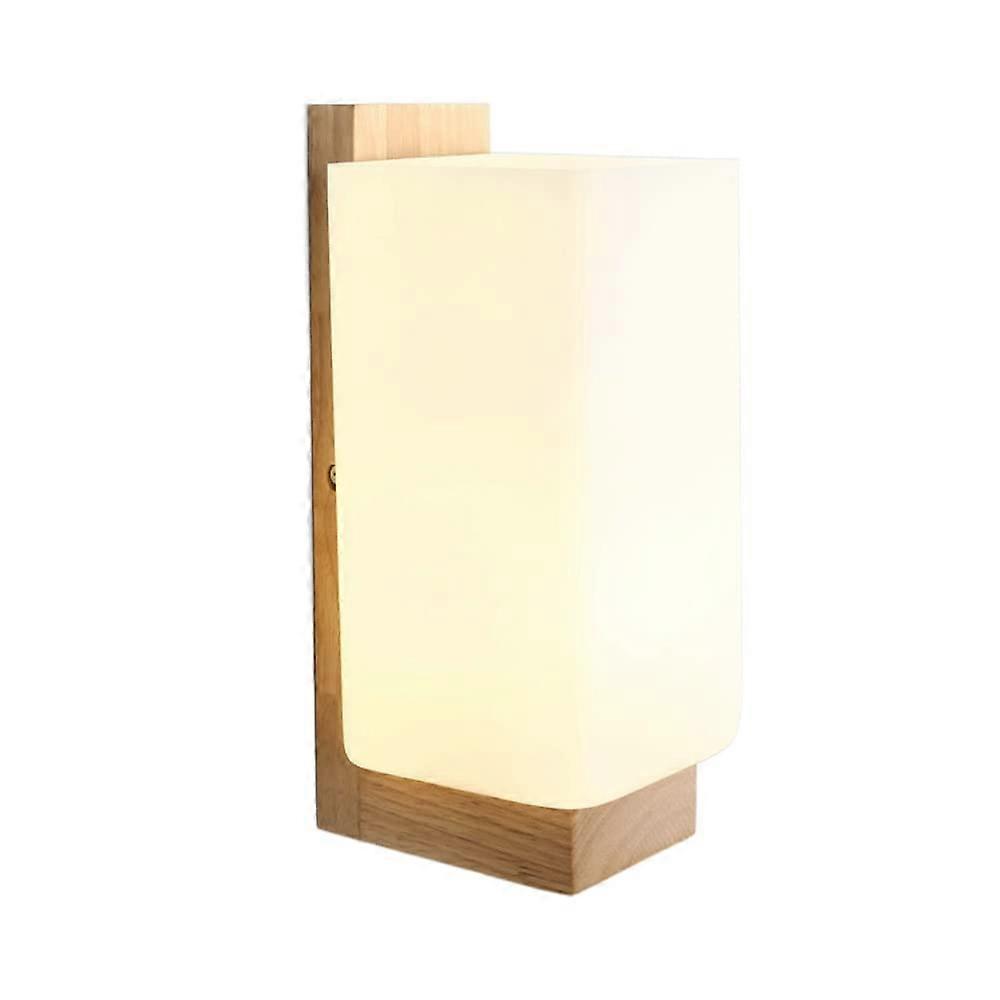 Retro Industrial Wall Light Wooden Wall Lights With Rectangular Glass Shade E27 Socket Bedroom Wall Sconce